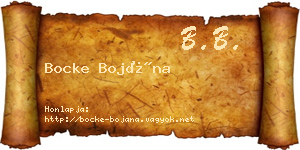 Bocke Bojána névjegykártya